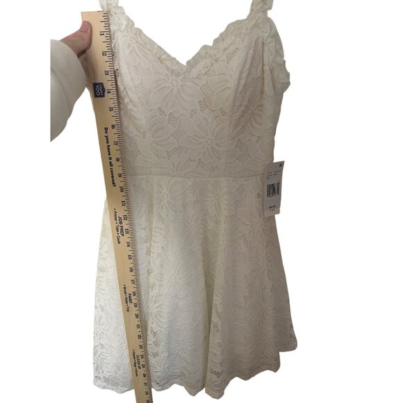 City Vibe Ivory Lace Sleeveless Mini Dress With Floral Pattern Size 1 Adjustable - Picture 9 of 9